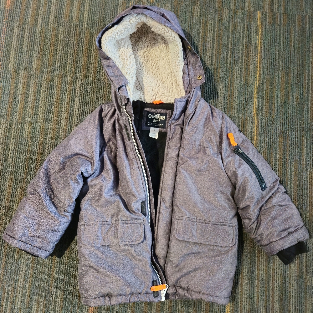Oshkosh B'gosh Winter Coat Kids Size 6 Gray Warm Liner